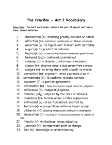 The Crucible - Act I Vocabulary