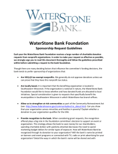 WaterStone Bank Foundation Sponsorship Request Guidelines