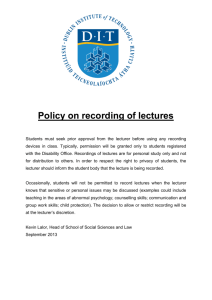 Policy on recording of lectures
