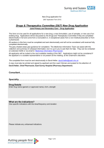 Drugs & Therapeutics Committee (D&T) New Drug Application