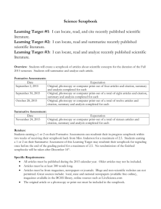 Scrapbook Assignment and Assessment Rubric