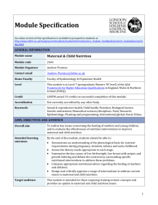 2440 Maternal & Child Nutrition Module Specification