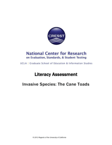 Literacy Assessment Invasive Species: The Cane Toads
