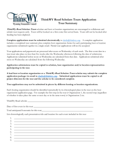 ThinkWY Road Scholars Tours Application Tour Summary