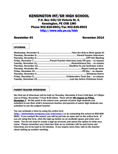 Newsletter #3 November 2014 - Kensington Intermediate Senior High