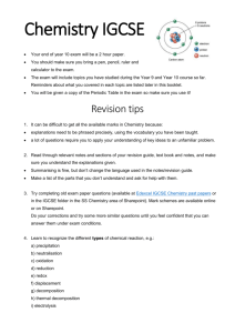 Year 10 Chemistry IGCSE Revision Guidance