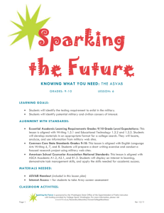 Sparking the Future Grades 9-10 Lesson 6 The ASVAB and March 2
