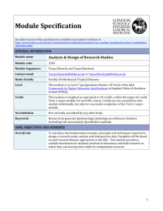 3196 Analysis & Design of Research Studies Module Specification