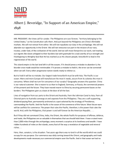 Senator Albert J. Beveridge`s Speech, In Support of an American