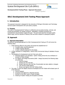SDLC Development/Unit Testing Phase Approach