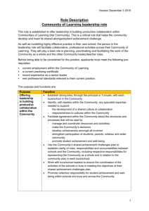 Role Description Community of Learning leadership role