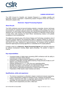 CAREER OPPORTUNITY The CSIR (Council for Scientific and