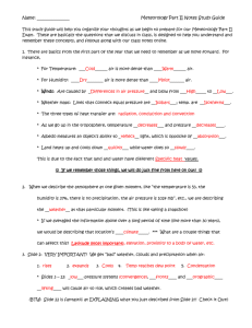 Name: Meteorology Part II Notes Study Guide This study guide will