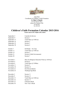 CFF Calendar 2015-2016 - St. Mary`s Catholic Church, Johnson City
