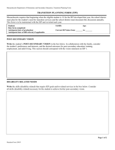 Transition Planning Form - Massachusetts Department of Education
