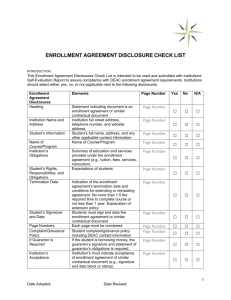 This Enrollment Agreement Disclosures Check List is intended to be