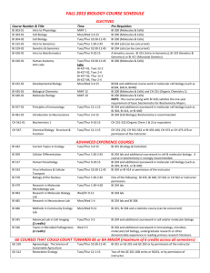 fall 2013 biology course schedule