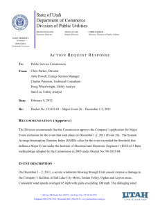 2, 2011 Major Event Report - Utah Public Service Commission