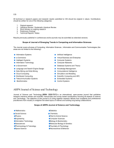 Scope of ARPN Journal of Science and Technology