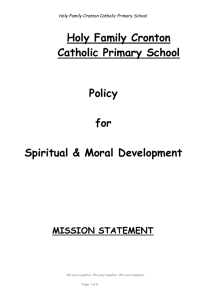 Spiritual and Moral Policy - Holy Family Cronton Primary School