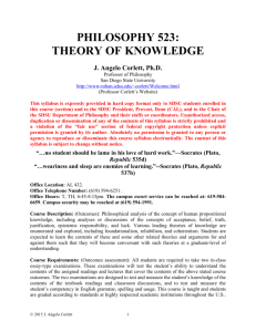 Phil 523 Theory of Kowledge (Corlett) (F 2015)