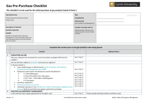 Gas Pre-Purchase Checklist - Health, Safety and Emergency
