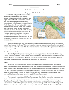 Name: Date: Ancient Mesopotamia – Lesson 1 Geography of the