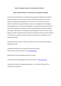 Ussher Assistant Professor in Irish Speech and Language Technology