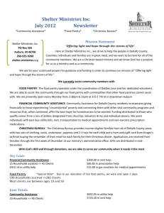 July 2012 Newsletter - Shelter Ministries, Inc.