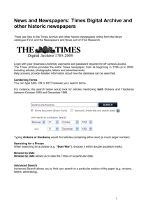 Times Digital Archive and other historic newspapers