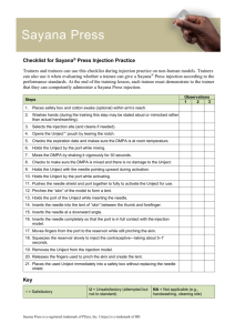Checklist for Sayana ® Press Injection Practice