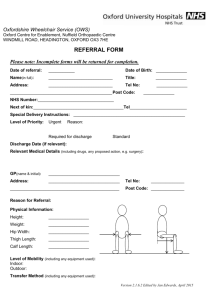 Referral form for Oxfordshire Wheelchair Service