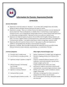 Information for Parents: Depression/Suicide
