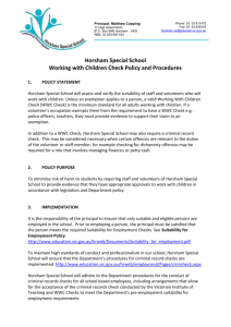Horsham Special School WWCC Policy.