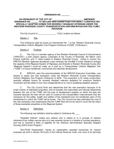 2014 TUMF Ordinance Exemption Amendment 1