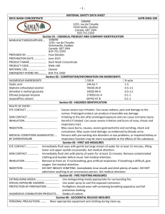 MATERIAL SAFETY DATA SHEET DECK WASH CONCENTRATE
