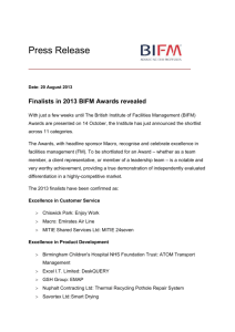 Finalists in 2013 BIFM Awards revealed