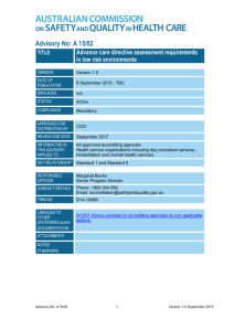 Advisory A15/02 Advance care directive assessment requirements