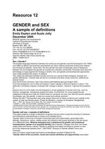Resource 12 GENDER and SEX A sample of