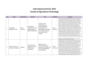 International Seminar 2013 Faculty of Agricultural Technology