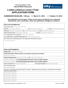 Applicant Information - City of North Vancouver