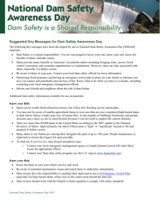 Suggested Key Messages for Dam Safety Awareness Day