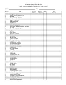 RNSG 1140 Peer Skills Inventory Checklist