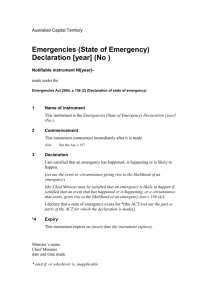 Emergencies (State of Emergency) Declaration