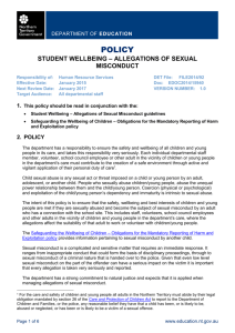 Policy - Student Wellbeing - Allegations of Sexual Misconduct
