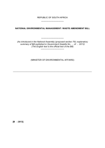 National Environmental Management: Waste Amendment Bill, 2013