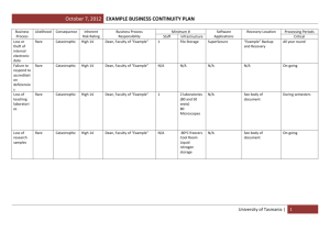 Example Business continuity plan
