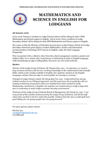 Press Release - Mathematics and Science in English for Lodgians