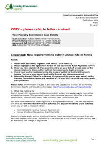 Forestry Commission Annual Claim Form Covering Letter