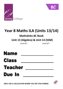 Year 8C Units 13 & 14 - Unity College Virtual Learning Environment